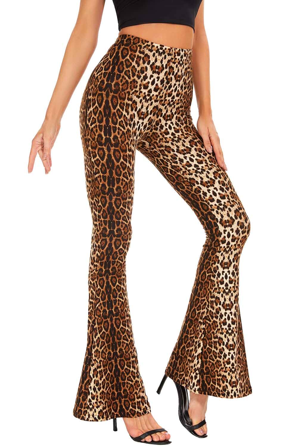 Womens Tiger Flared Wide Leg Bell Bottom Pants Stretch Leopard & Tger Animal Print, High Waisted Yoga Pants, Workout Running Festivals Party Raves Flared Leggings