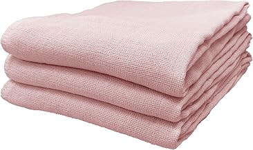 Fuwara Gauze Towel, Face Towel, 13.4 x 33.1 inches (34 x 84 cm), 100% Cotton, Thin, Highly Absorbent, Quick Drying, Low Fluffing, No Bulk, Peach, Set of 3 [Medium Size 1/4]