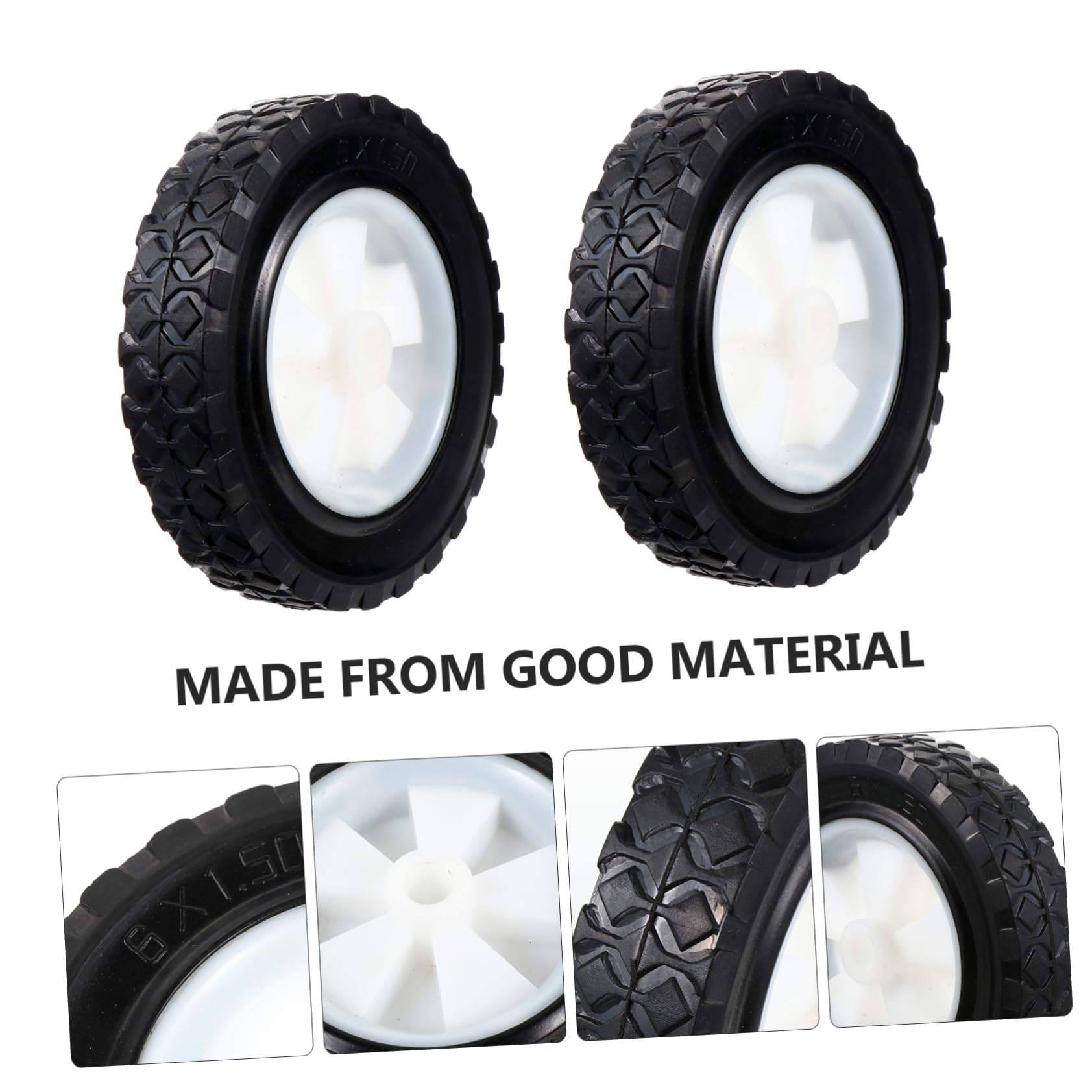 6-zoll Rasenmäherräder aus Gummi, 2 Stück Schwarz, Pannensicher