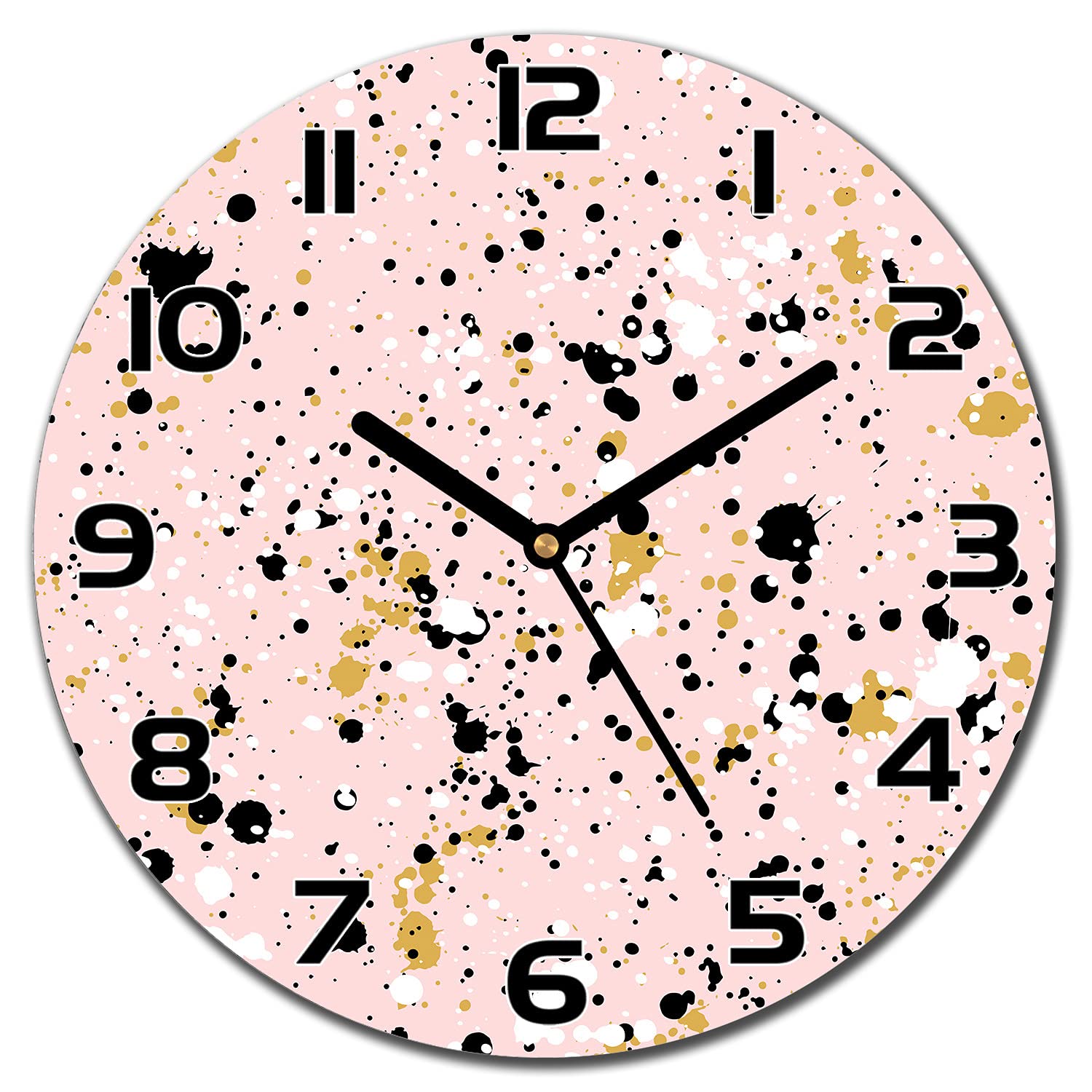 Horloge en Verre Cuisine Salon Horloge Murale Moderne Peinture Éclaboussures 30 cm