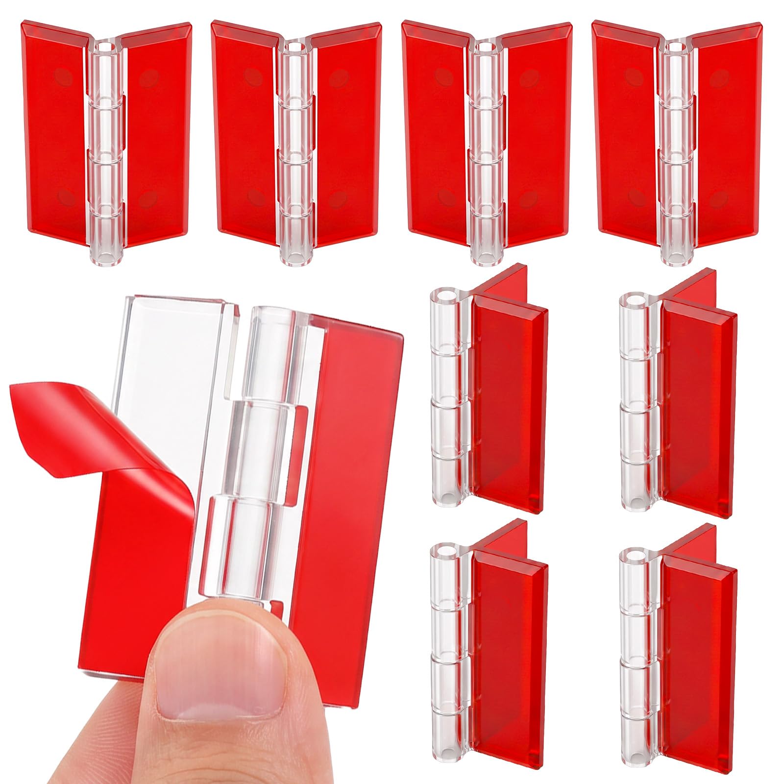 Axafazup 8 Pack Plastic Hinges, 45x35mm Clear Acrylic Self-Adhesive Invisible Plastic Hinges for Aquarium Lids, Display Cases, DIY Boxes & Furniture