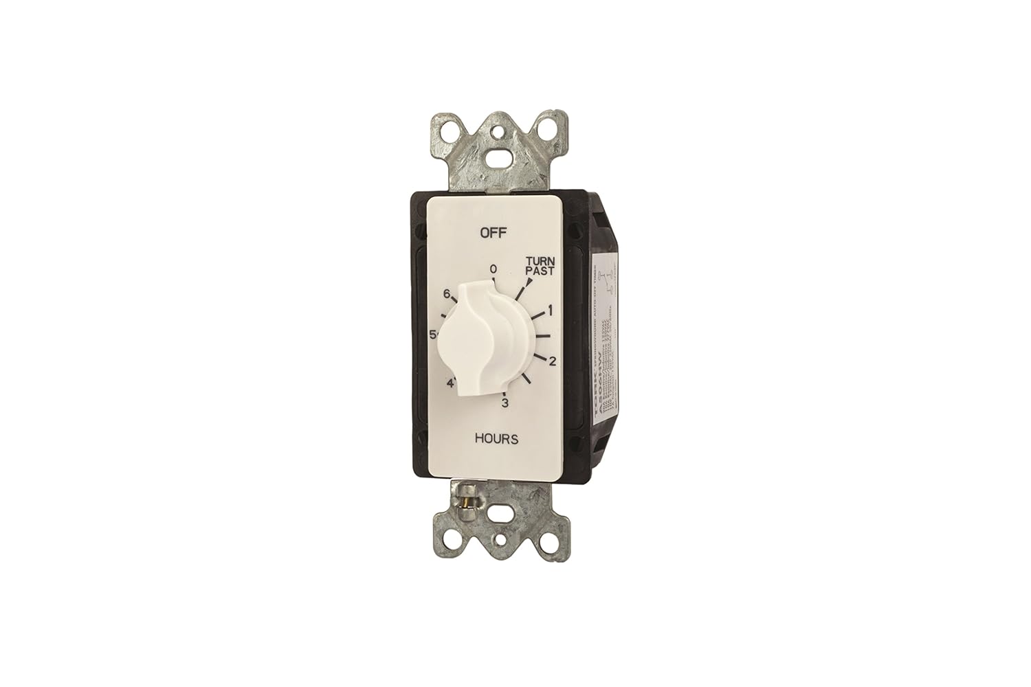 nsi INDUSTRIES TORK A506HW Spring-Wound In-Wall Twist Timer , 6-Hour Length and White Faceplate, for Automatic Shutoff of Fans or Lights
