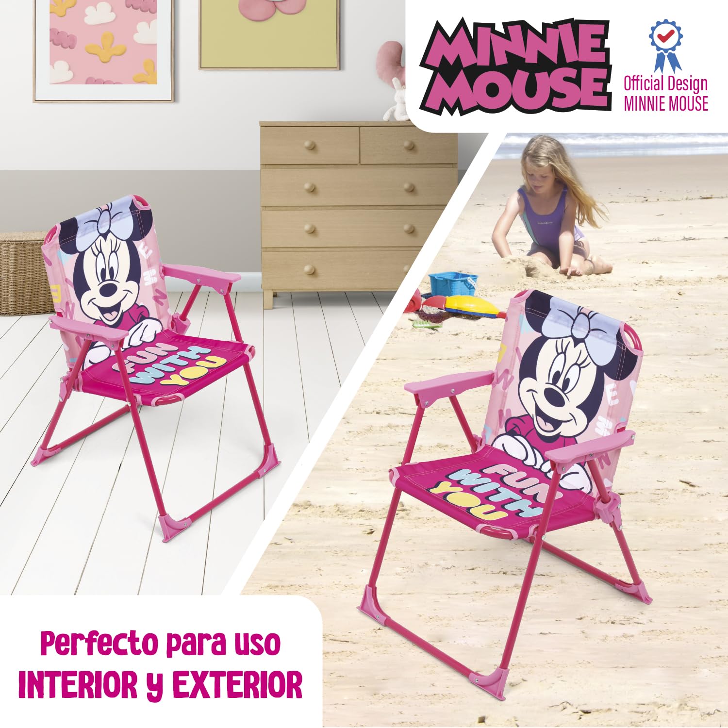 ARDITEX WD14416 Sedia pieghevole con braccioli da 38 x 32 x 53 cm di Disney-Minnie