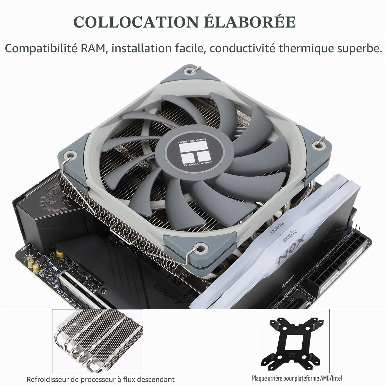 TR - AXP120-X67 Refroidisseur d'air pour processeur à profil bas avec ventilateur PWM TL-C12015 de 120 mm, 6 caloducs, hauteur de 67 mm, pour AMD AM4 AM5/Intel LGA 1700/1150/1151/1155/1200/2011/2066