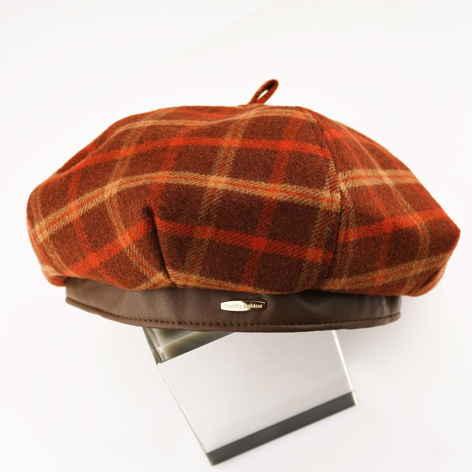Women's Wool Blend French Plaid Beret with Leather Band – Fashion Berets for Women Tartan Winter Newsboy Cap - Image 3