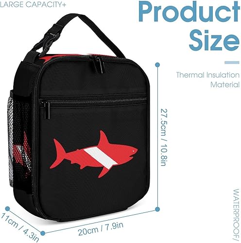 Miniatura 2 de Gran bolsa de almuerzo aislada con diseño de tiburón blanco para mujeres y hombres, reutilizable, bolsa de mano para trabajo y viajes