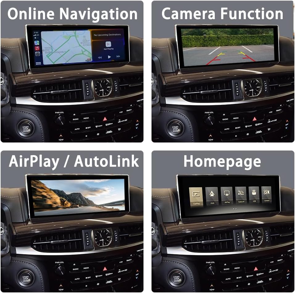 Carplay Android Auto Decoder Upgrade for Lexus GS is LS RX ES LX570 OEM with Mouse Joystick Linux System Free Switching with OEM System Support for Original Car Radio Function Reverse Camera