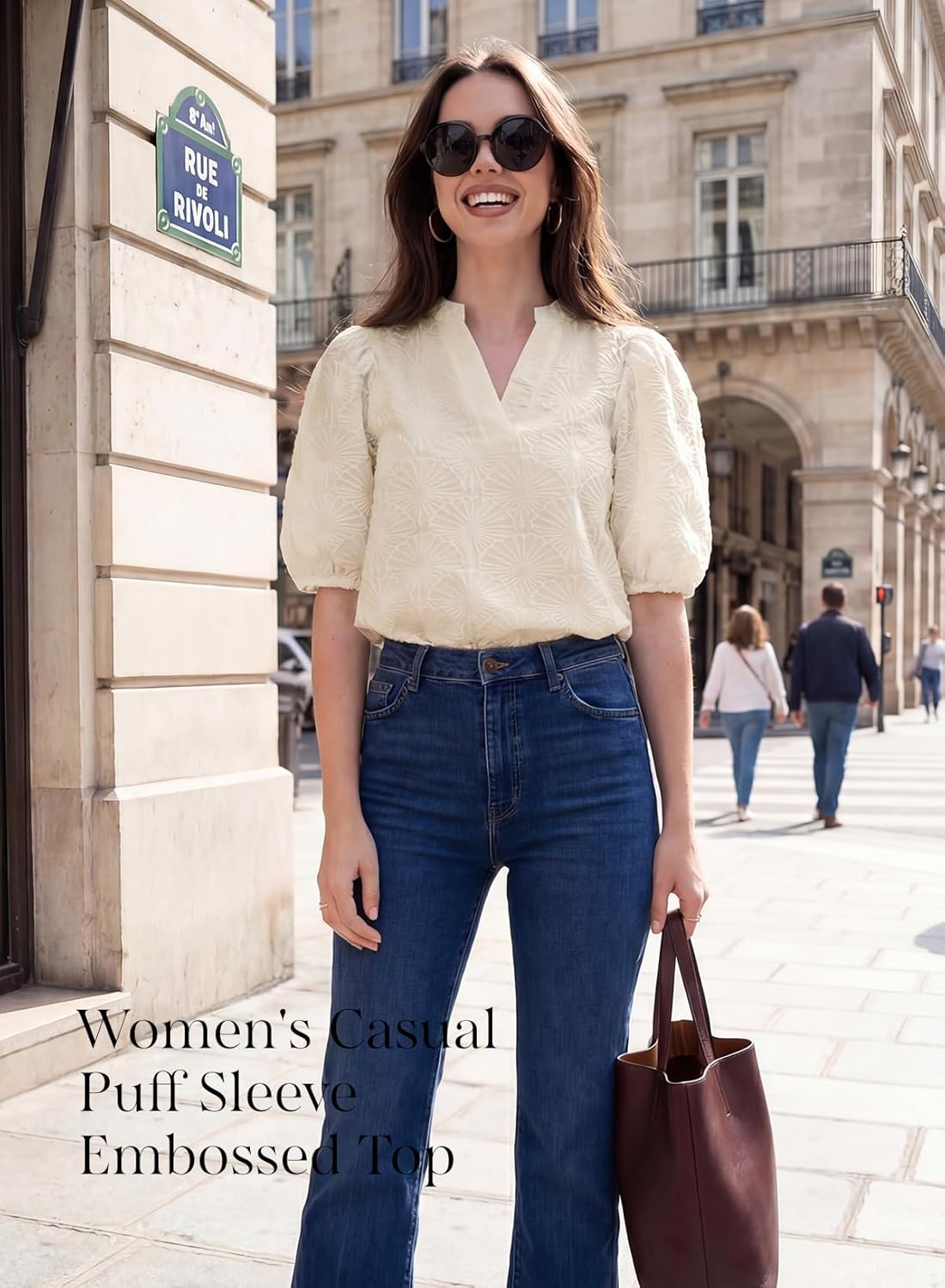 DOKOTOO Women's Casual V Neck Short Sleeve Textured Tops Lettuce Trim T Shirts Tee Blouses - Image 4