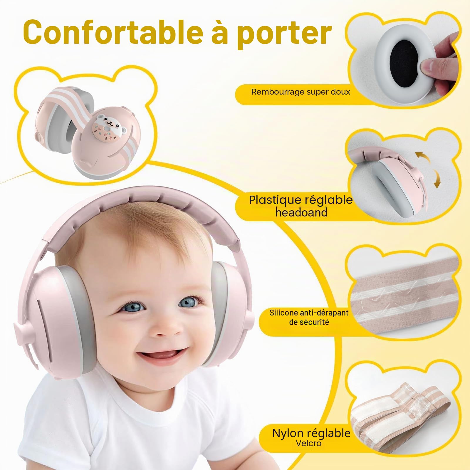 Robofun Casque Anti Bruit Bébé, 2 en 1 Casque Anti Bruit Pour Bébés