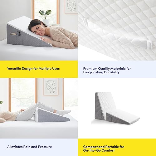 Miniatura 4 de Almohada de cuña de cama de alta calidad, soporte ergonómico para dormir, poscirugía, alivio del reflujo ácido y más, espuma viscoelástica