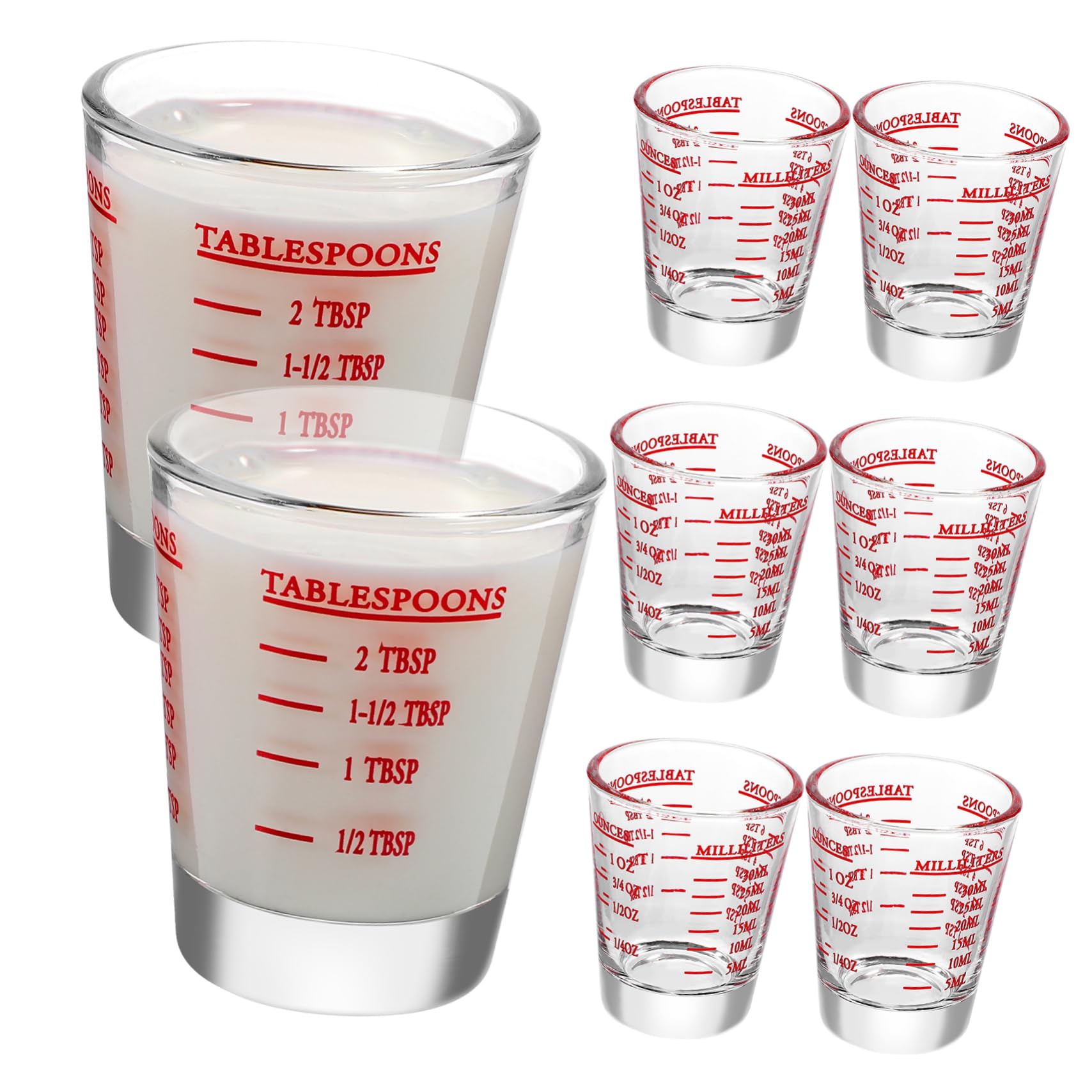 COLLBATH 8piezas Vasos Medidores Taza Medidora De Vidrio Taza Para Espresso Medición Dual Medidora De Leche