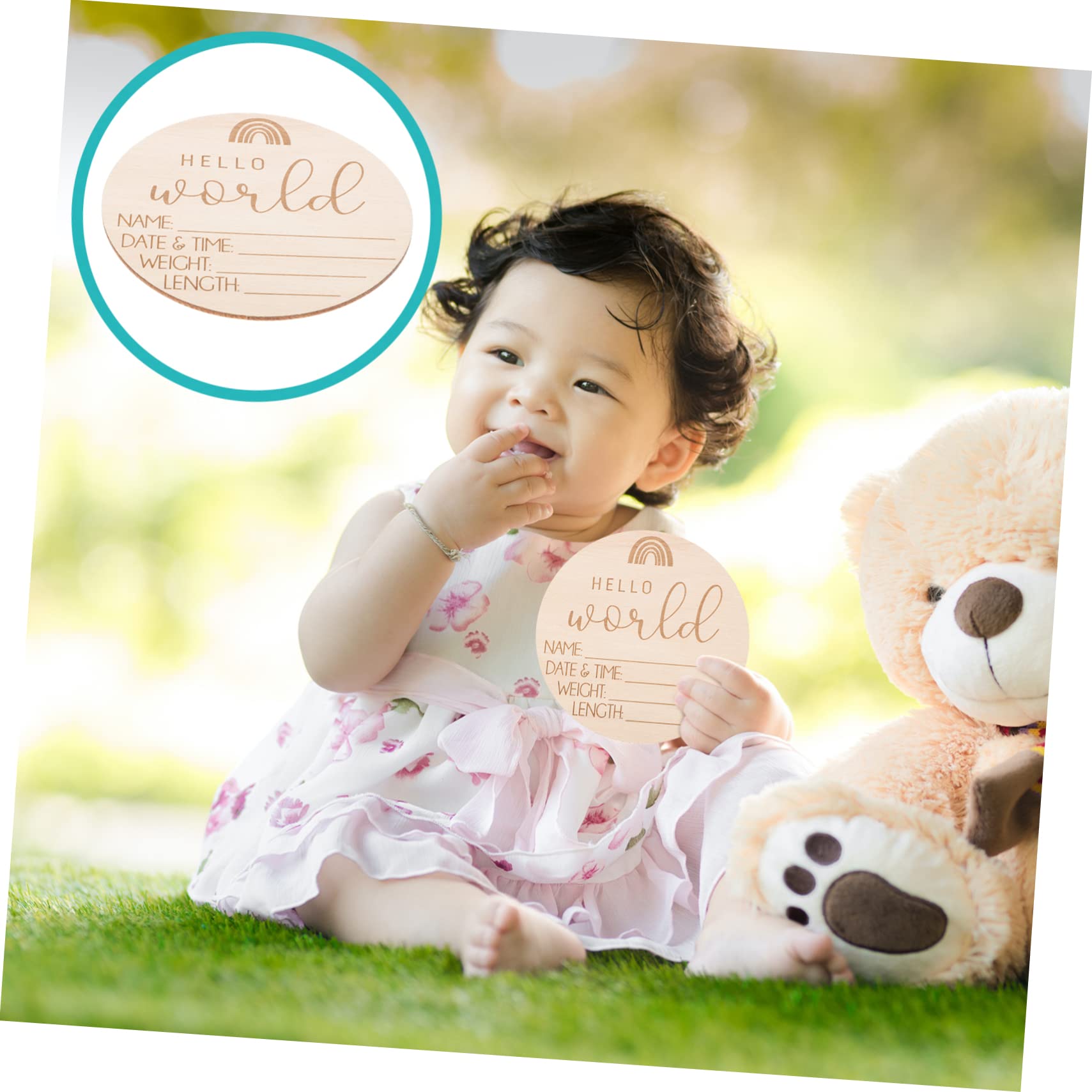 LIOOBO 5Pcs Rainbow Wood Birth Announcement Signs Welcome Sign Newborn Hospital Announcement Props Nursery Name Plaques for Shower Photography Decor