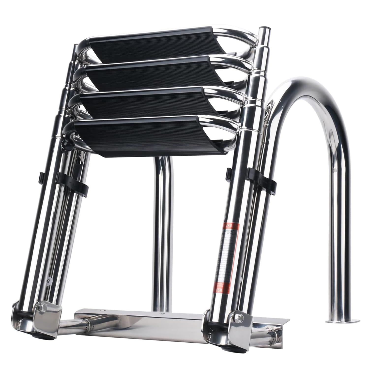 Scaletta per Barche 4 Gradini - Pontoon Pieghevole Piscina in Acciaio Inox Scala Telescopica Ingresso Posteriore Marino Ampia Galleggiante Corrimano Pedale capacità Carico 300Kg