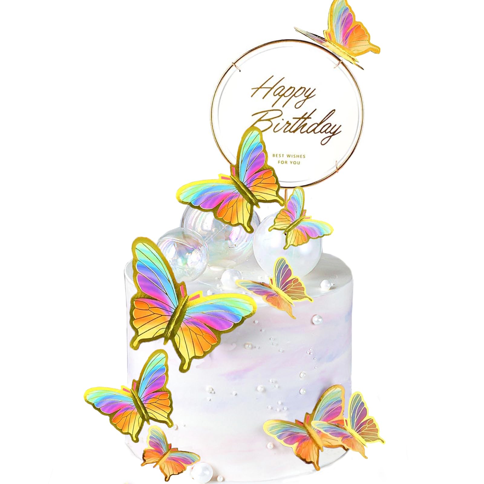 happy birthday tortendeko schmetterling,11 Stück happy birthday cake topper, schmetterling tortendeko geburtstag mädchen Geeignet für party,Hochzeit,cake topper geburtstag