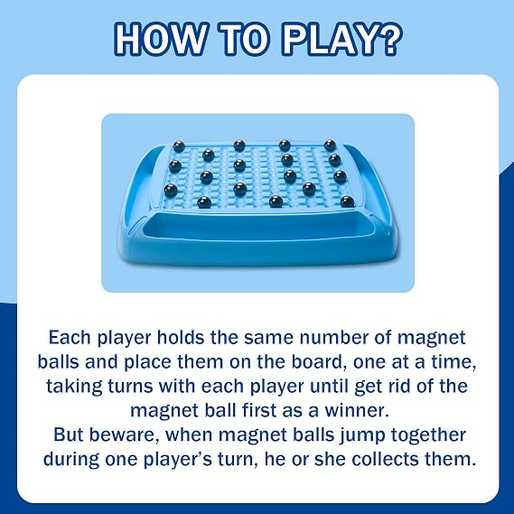 Magnet Game, Magnetic Game for Kids and Adults, Table Top Board Game for Kids 8-12, Magnet Chess Game 40Pcs for Family Games Night, 2-4 Players