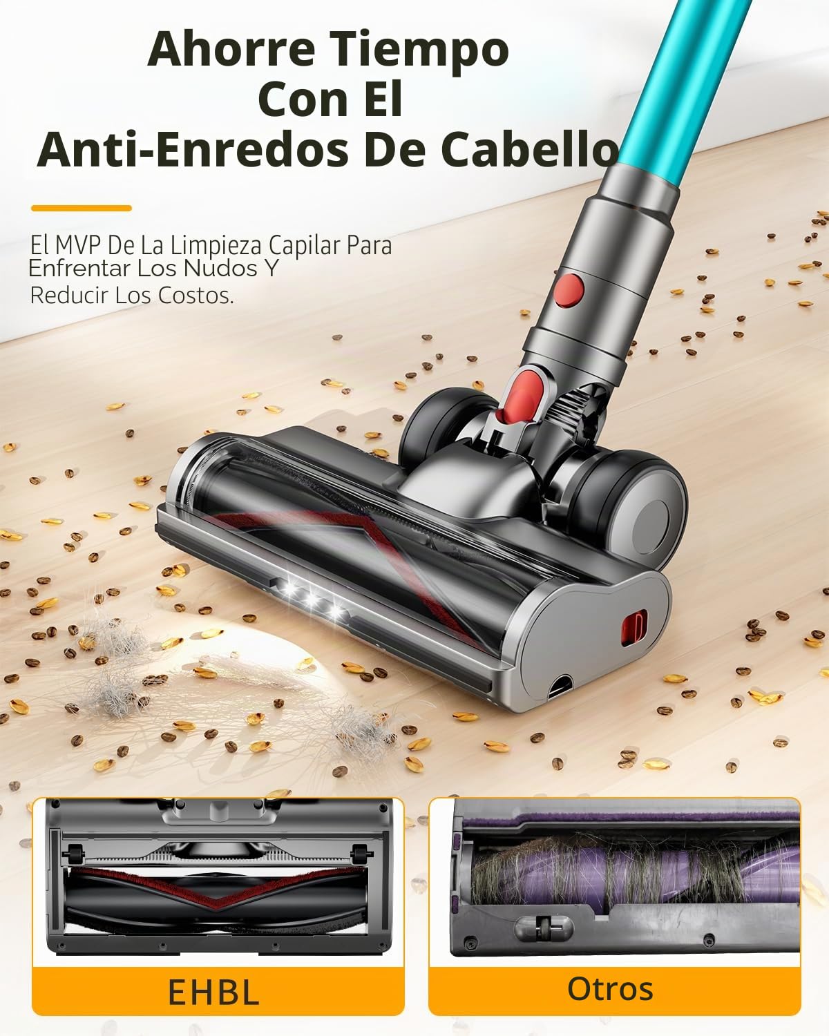 60KPa/600W Aspiradora sin Cable, Aspiradora Fregadora Sin Cable Potente hasta 75Mins, con Carga de Pared Smart Screen, Cepillo Antienredos, Alfombra Pelo Mascota Suelo Sofá (Morado) (Verde) (Verde)