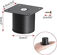 Vista 3 de OwnMy 4 patas de muebles de acero inoxidable de 2 pulgadas, patas de metal para escritorio, elevadores de muebles de metal redondo negro, patas