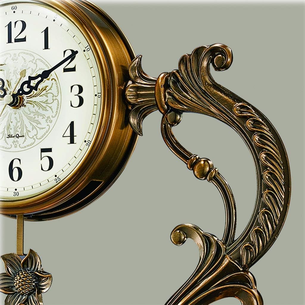 Retro Clock Mantel Clock Living Room Desk Clock/Home Mantel Clock/Desktop Pendulum Clock/Bedroom Table Clock/Silent, Metal Material, 15.4 Inches Modern Clock