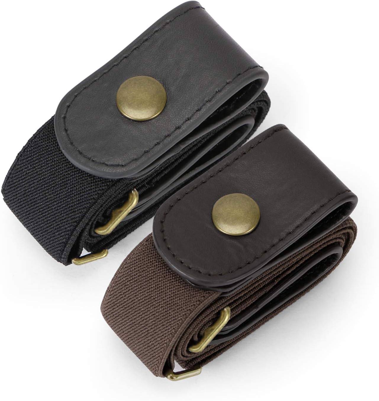 2 Pack Buckle Free Comfortable Elastic Belt for Women or Men, Buckle-less No Bulge No Hassle Invisible Belts