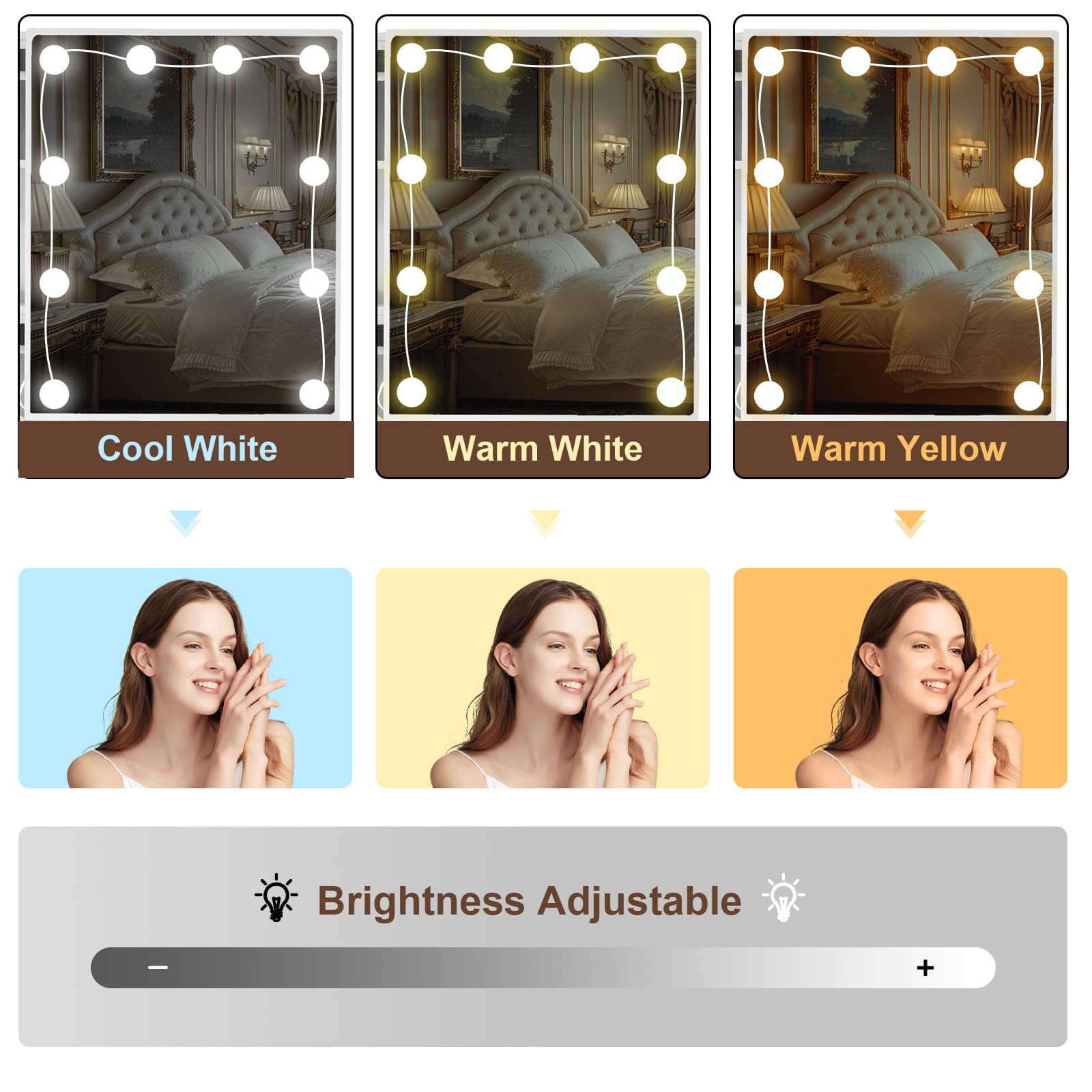 Dradaomull Make-uptafel met ledverlichting, kaptafel met spiegel