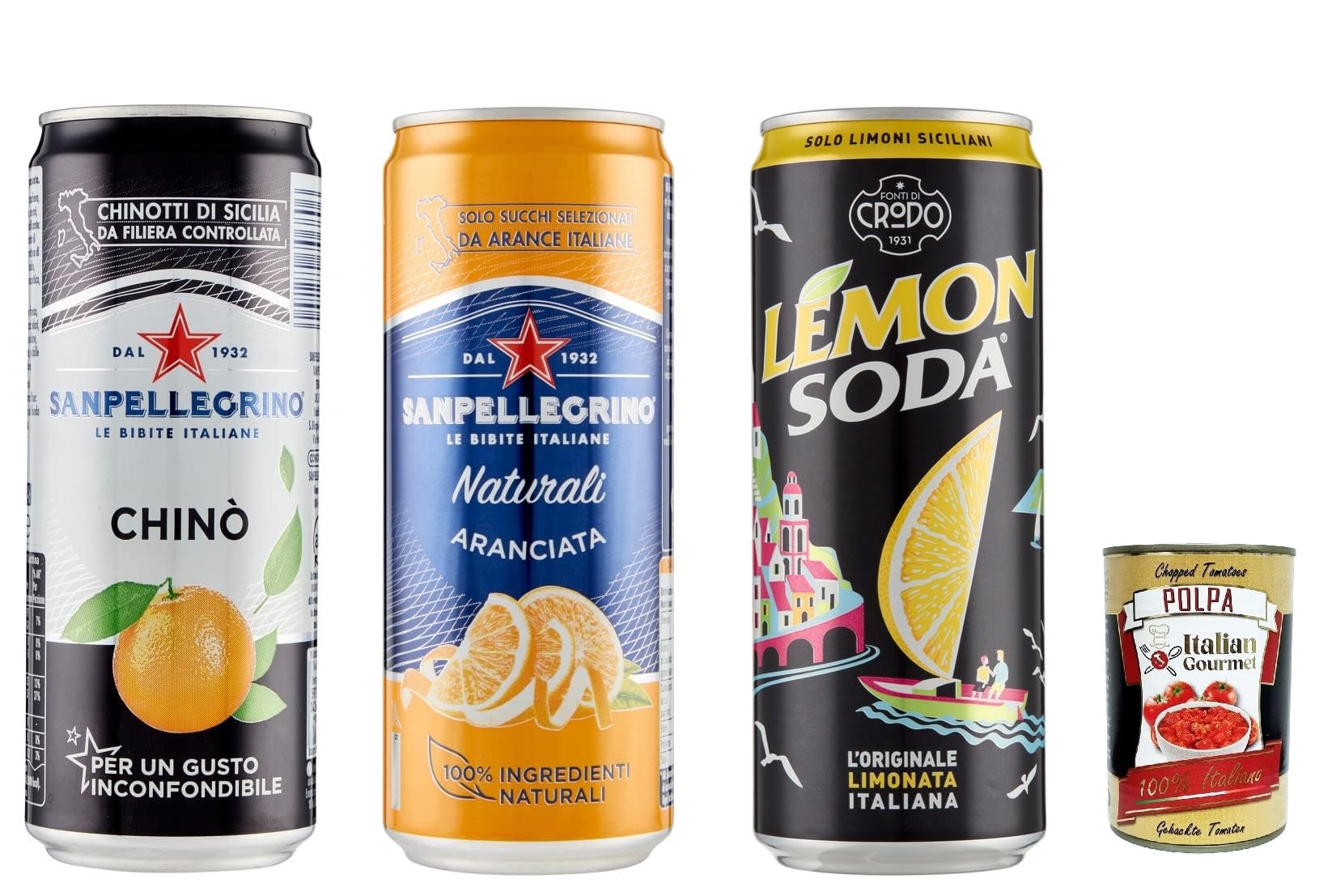 72 latas de limonata San Pellegrino Aranciata Chinotto Lemonata 330 ml para beber italiano + Polpa italiana Gourmet 400 g