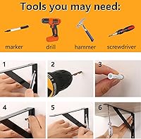 Vista 6 de Heavy Duty Shelf Brackets, 8 in X 5 in Wall Mount L Steel Bracket for Floating Shelf, Black, 4 Pack