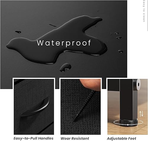 Miniatura 6 de Sweetcrispy Cómoda para dormitorio, cajones de almacenamiento, soporte de TV torre de almacenamiento de tela con 7 cajones, cómoda con cubos de