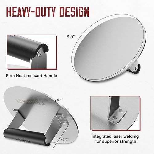 Miniatura 4 de FANGSUN Prensa de tocino para plancha, prensa de parrilla de acero inoxidable, prensa de hamburguesa resistente de 8.5 pulgadas con mango resistente