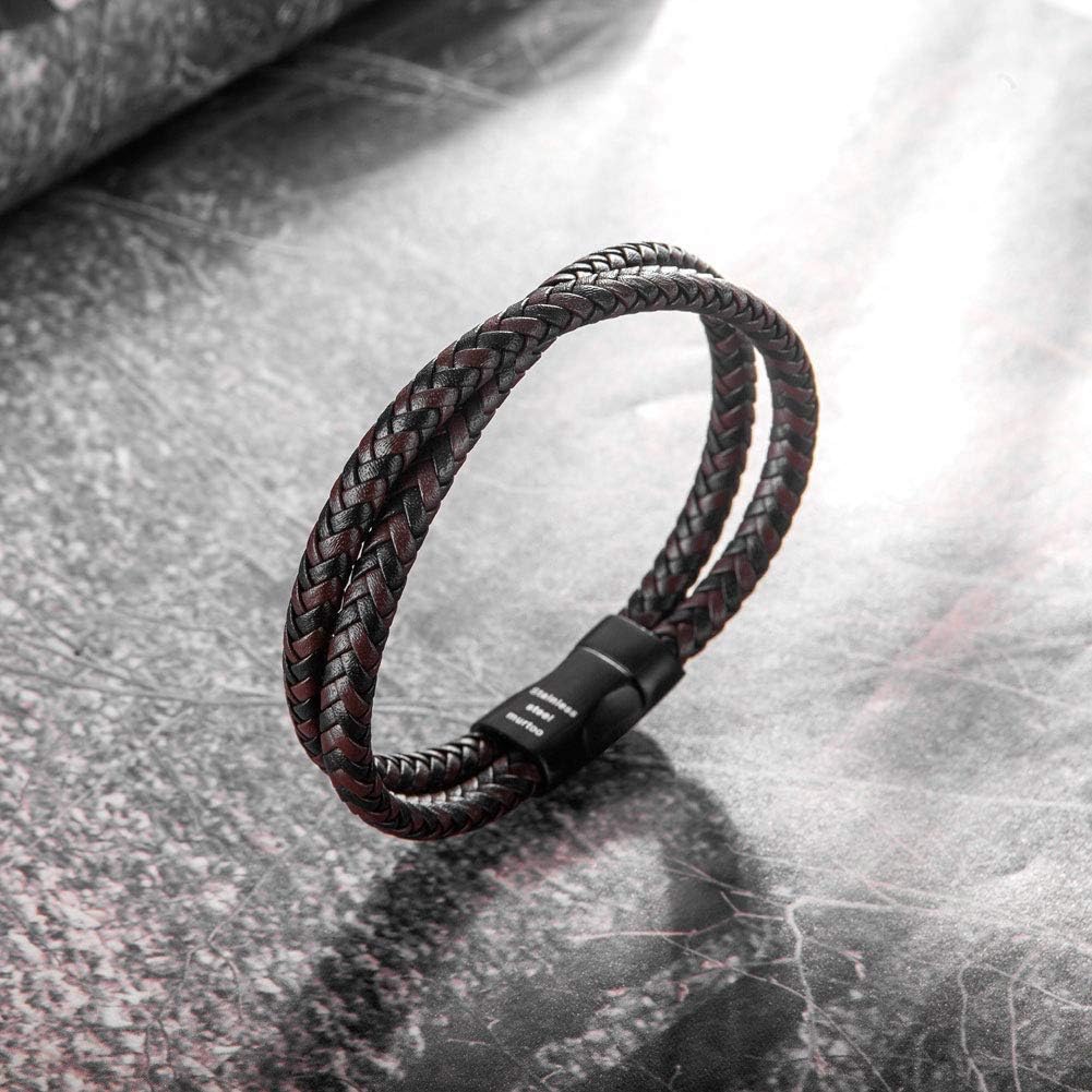 murtoo Mens Bracelet Leather Braided, Brown and Black Leather Bracelet for Men - Image 4