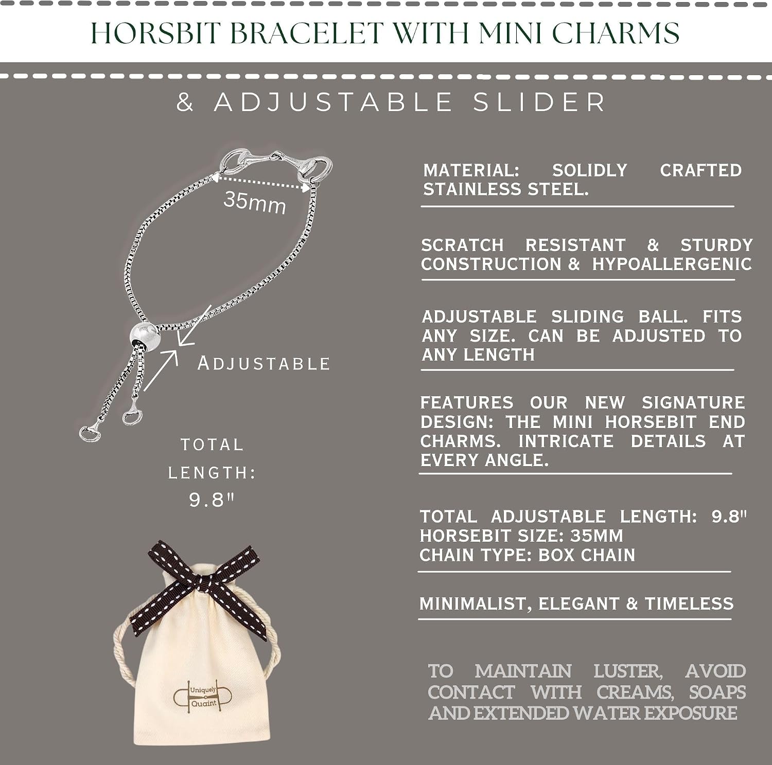 Minimalist Horsebit Bracelets – 925 Sterling Silver or Stainless Steel in 18K Gold, 18K Rose Gold & Silver, Dainty Horse Jewelry. Modern Western Bracelets. Adustable Fit