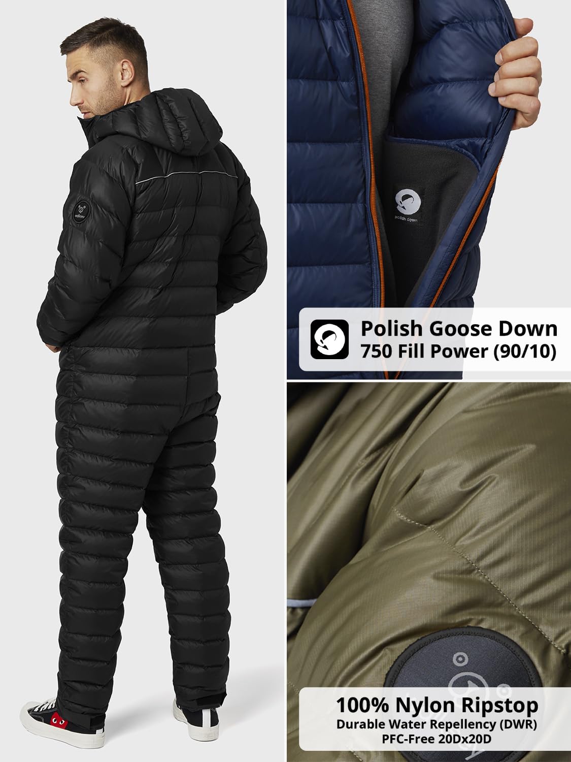 Down Suit, Der Daunen Outdoor Jumpsuit für Damen & Herren, Leicht Warm & Funktionell