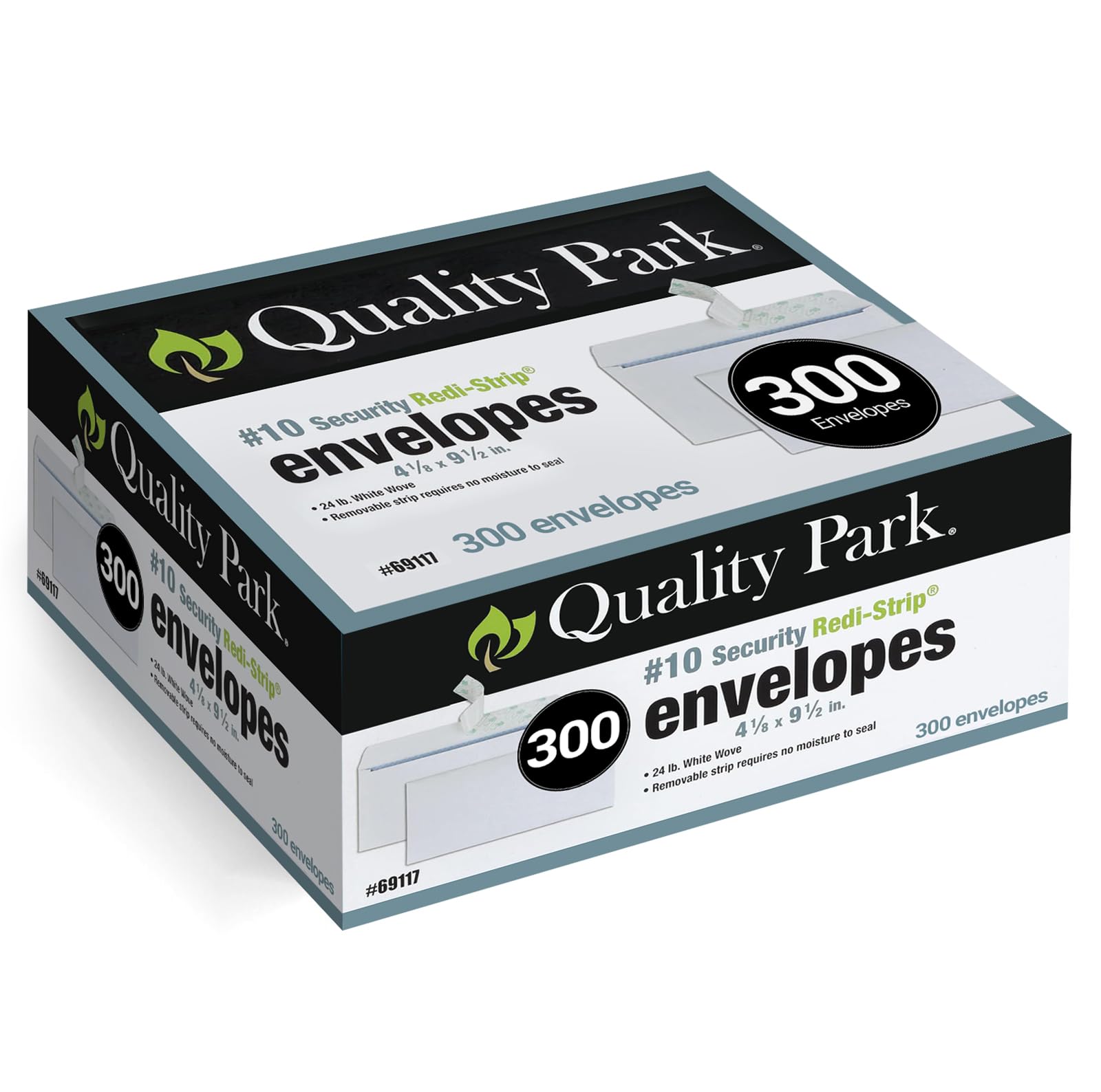 Quality Park Security Envelopes #10 Lot de 300 enveloppes postales auto-adhésives sans fenêtre 10 x 24 cm