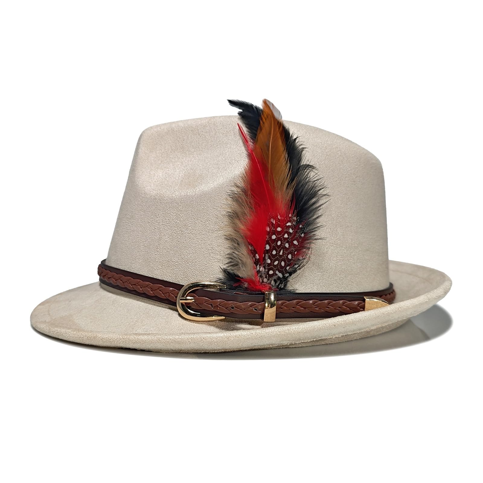 Chapeau Fedora de qualité supérieure pour homme et femme, chapeau d'hiver classique en feutre, jazz à bord court réglable avec ceinture et plumes