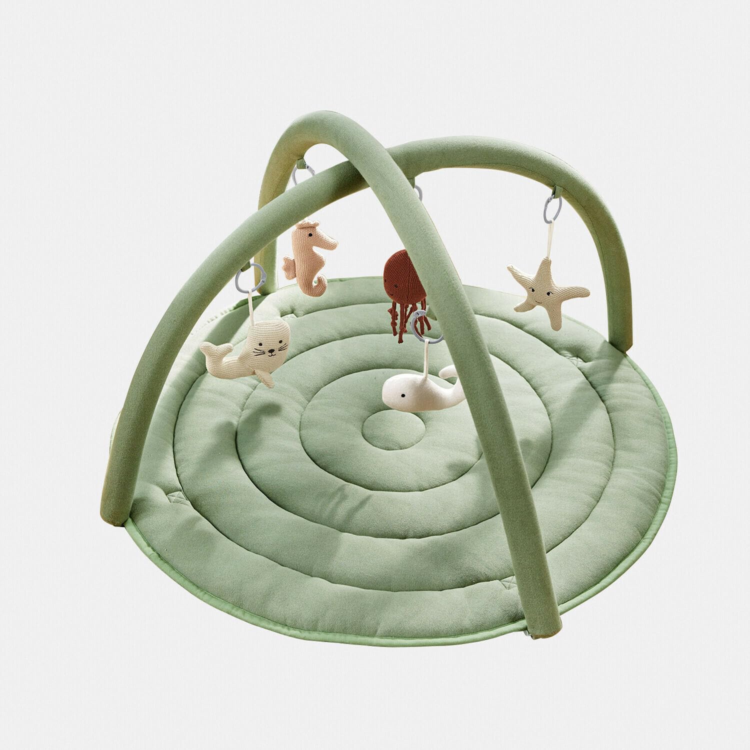 LOBERON Spielbogen Bubbilo - Fördert Greifen & Hören - Abnehmbare Figuren - Entwicklungsspielzeug - Spielmatte - Baumwolle - Fiberglas, grün/bunt | Fördert Greifen & Hören - Abnehmbare Figuren - Entwicklungsspielzeug - Spielmatte - Baumwolle - Fiberglas