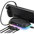 JSAUX RGB Docking Station for Steam Deck (OLED)/ROG Ally/Legion Go, 8-in-1 Steam Deck Dock with 4K@60Hz HDMI, Gigabit Ethernet, USB-C 3.0, Dual USB-A 3.0, USB 2.0, 100W USB-C Charging-HB0801 [Black]