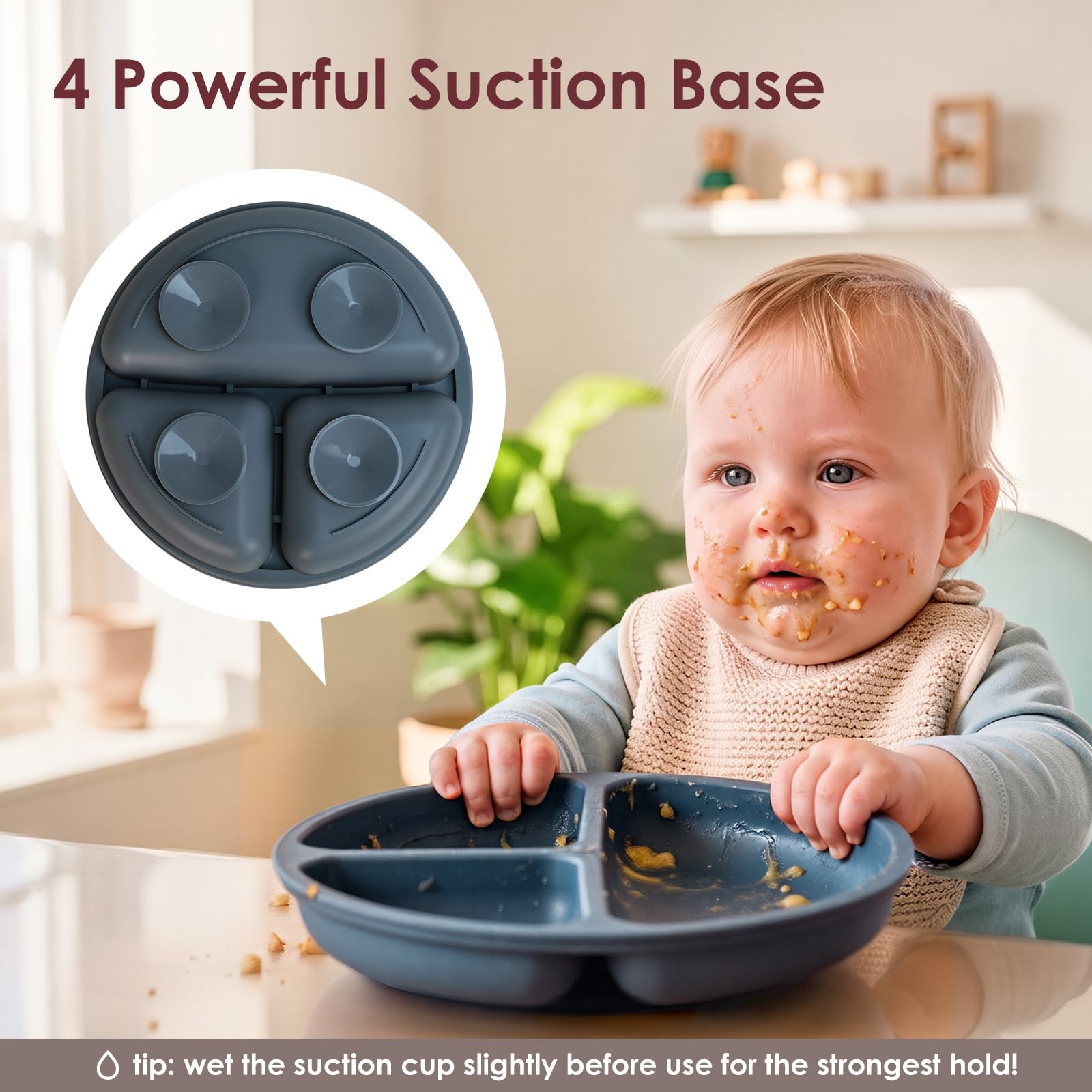 Tiny Marvels Suction Plates for Baby & Toddler & kids,Food Silicone,3 Pack
