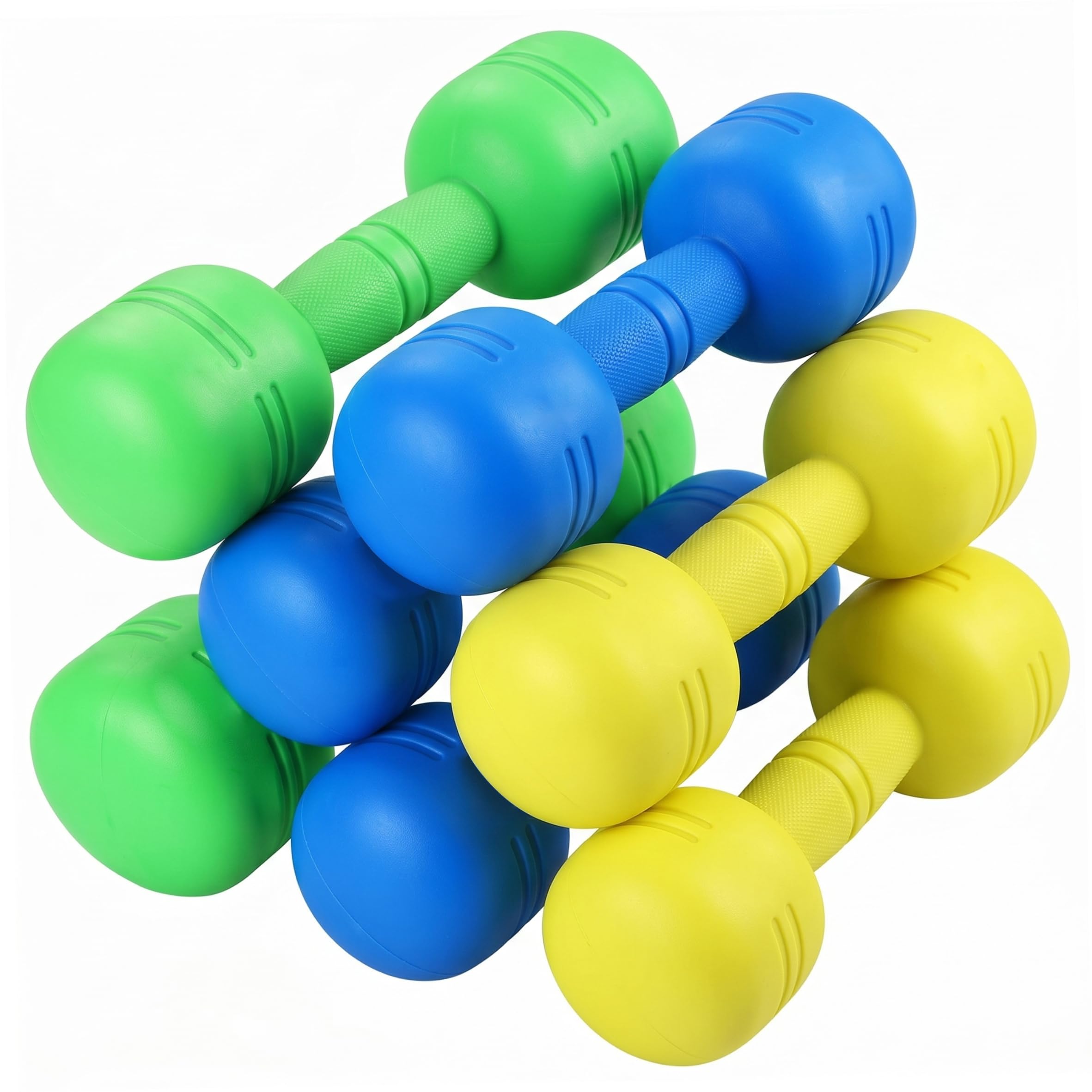 Kids Weights, 6PCS Kids Dumbbells Set Thickened Sound-Making Letter Engraved Toddler Weights for Girls Boys, Blue/Green/Yellow