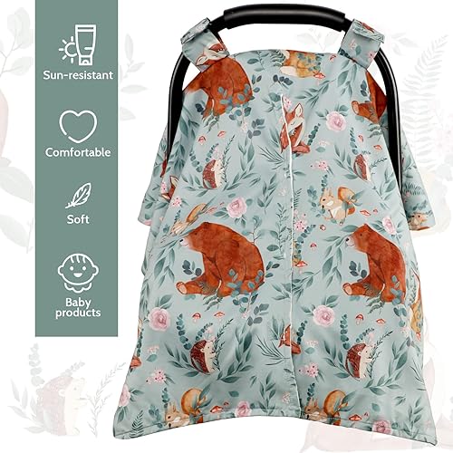 Miniatura 10 de Peekaboo Opening Carseat Cover, Dinosaur, Open Nursing Cover Carseat Canopy, Nursing Cover Up with Peekaboo Opening for Baby Infant Toddler Boy Girl