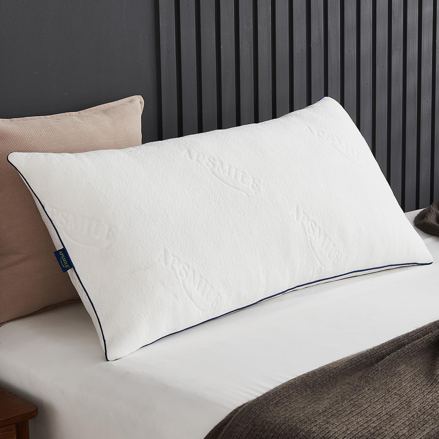 APSMILE Adjustable Shredded Memory Foam Pillows, Luxury Cooling Pillows for Neck Pain, Hotel Bed Pillows for Sleeping, Essentials King Size Pillows for Side/Back Sleeper (White,18"x34")