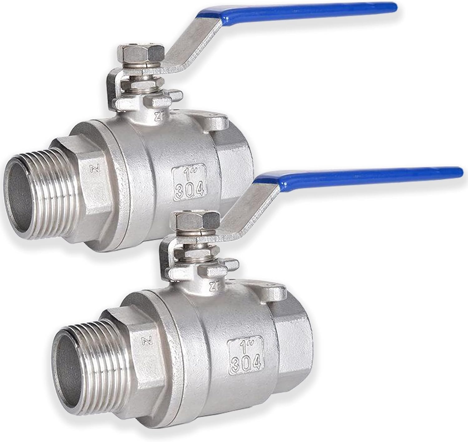 1 Inch Ball Valve, Heavy Duty Male NPT (MNPT) X Female NPT (FNPT) Thread Shut-Off Valve, 304 Stainless Steel NPT Full Port Forged 1" Ball Valve for Water Oil and Gas, 1000 WOG (2 pieces)