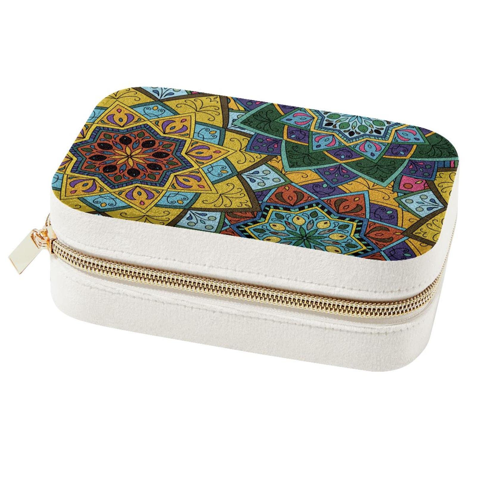 Boîte à bijoux vintage colorée mandala pour l'organisation de vos bagues et colliers