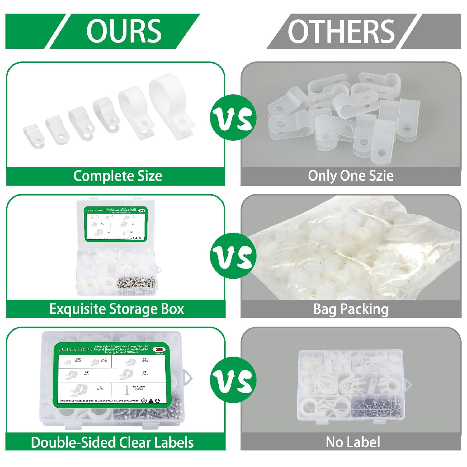 860PCS 10.9 Grade Alloy Steel Metric Screw Assortment Kit Machine Screws,300PCS White Nylon Plastic R-Type Cable Clips for Cable Management Cord Organizer