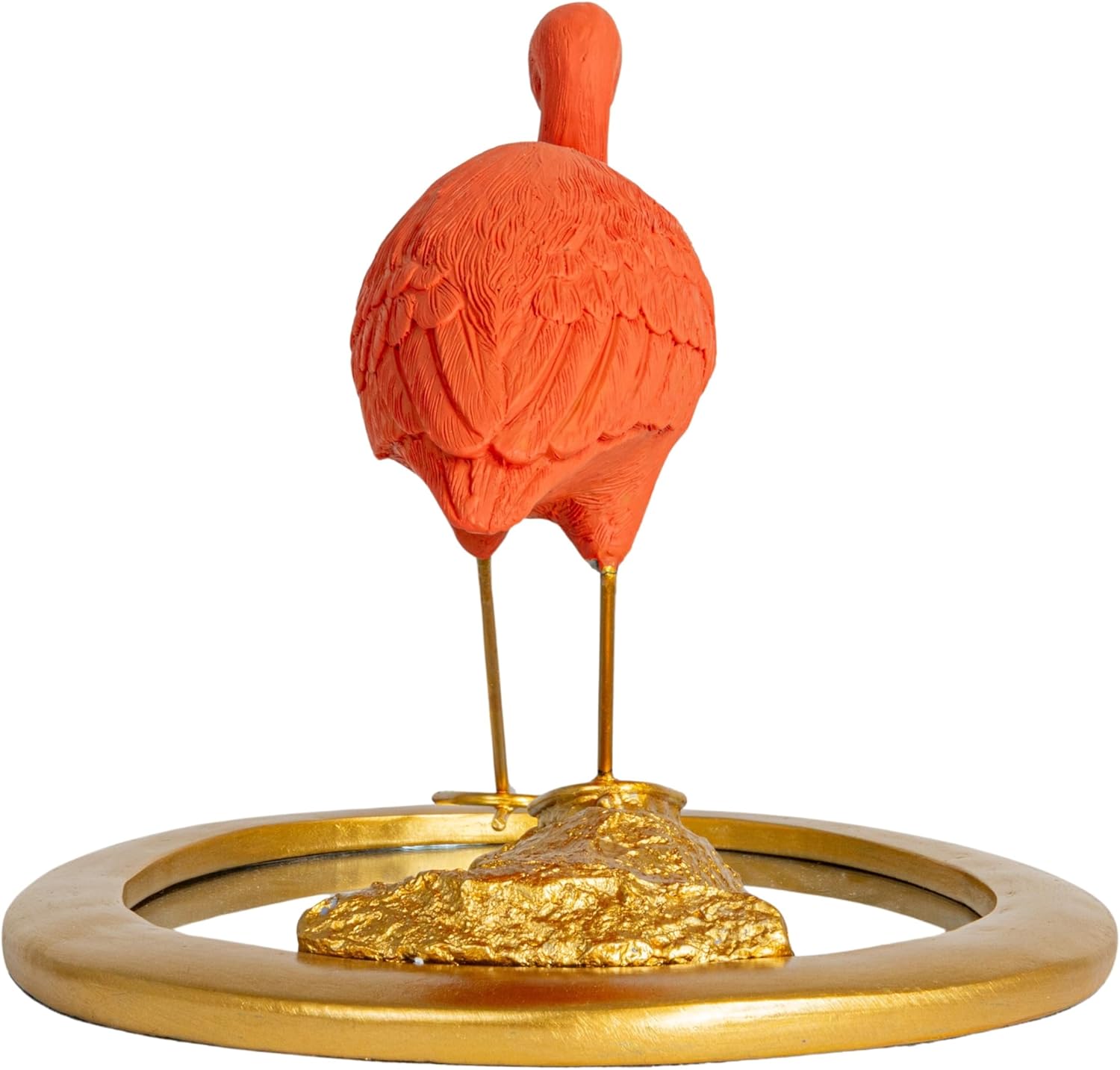 Scarlet Ibis Figurine on Gold Mirrored Tray