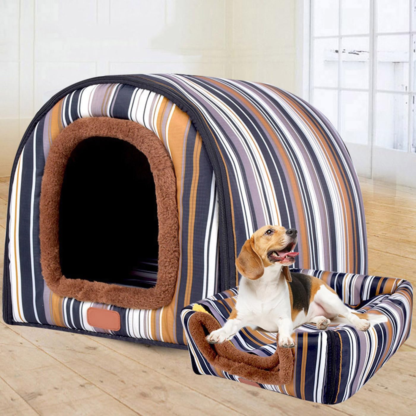 qing yun Extra Large Dog House Kennel XL XXL Warm Dog Bed,Jumbo Dog Bed Anxiety Relief Calming Dog Kennel Cat Cave Igloo Indoor Outdoor Washable (XXL-92 * 68 * 72cm,C)