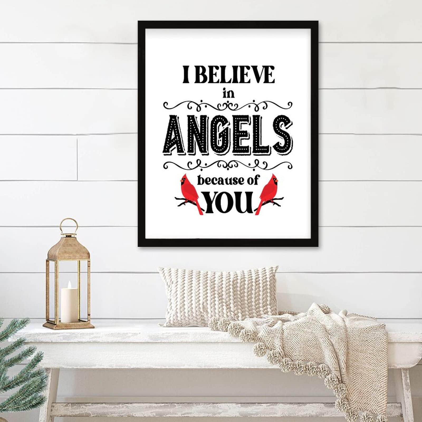 Décoration de chambre en bois Red Bird cadre Merry Christmas 40x50 cm