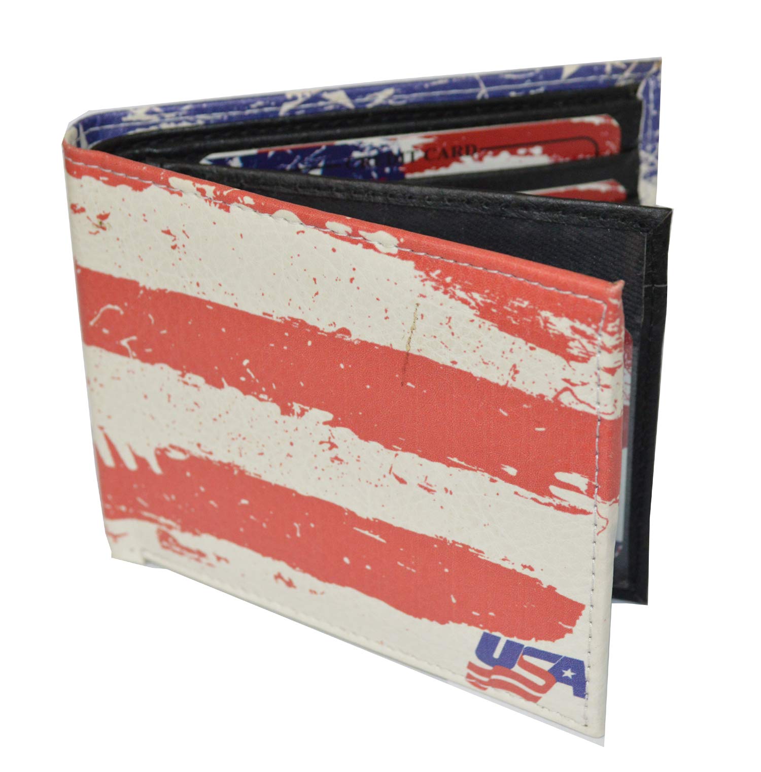 LB LEATHERBOSS LeatherboLeatherboss PU Leather Stylish Bifold Wallet with Printed Gift Box ss PU Leather Stylish Bifold Wallet with Printed Gift Box (Abstract American Flag)
