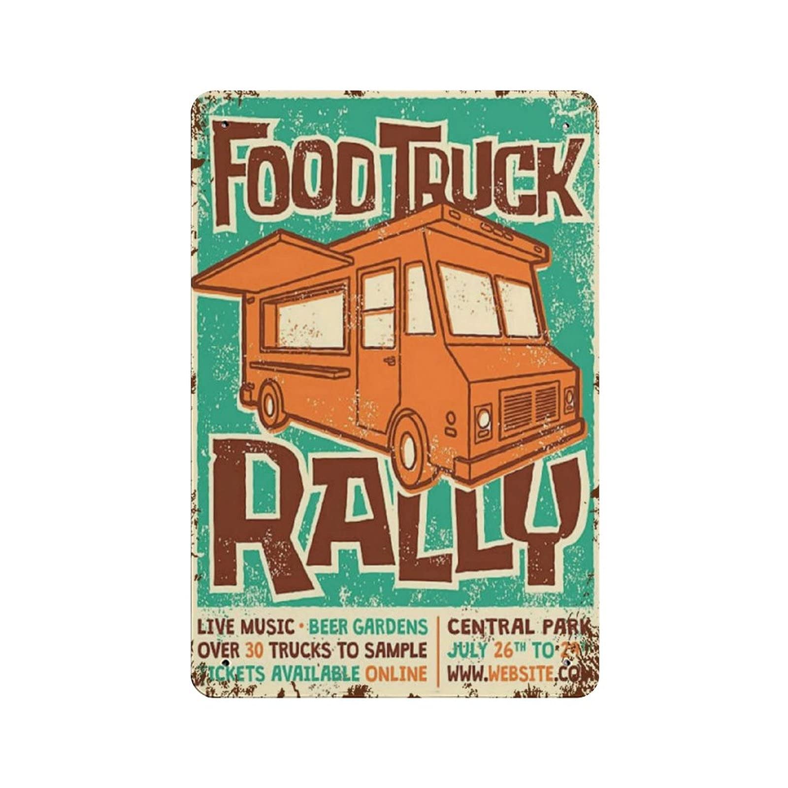 Metal Tin Sign Food Truck Rally Vintage Tin Poster Metal Sign Wall Decoration Country Kitchen Home Garage Decor 12"x8"