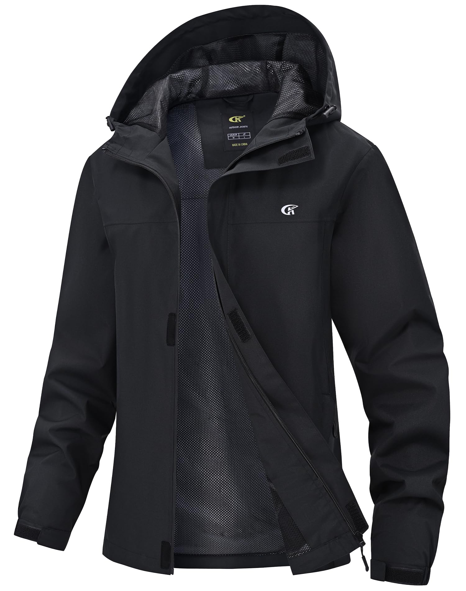 Huayuzh Chaqueta softshell para mujer, impermeable, transpirable, chaqueta de entretiempo, chaqueta cortavientos, chaqueta de lluvia, chaqueta de senderismo, senderismo, correr, negro, S