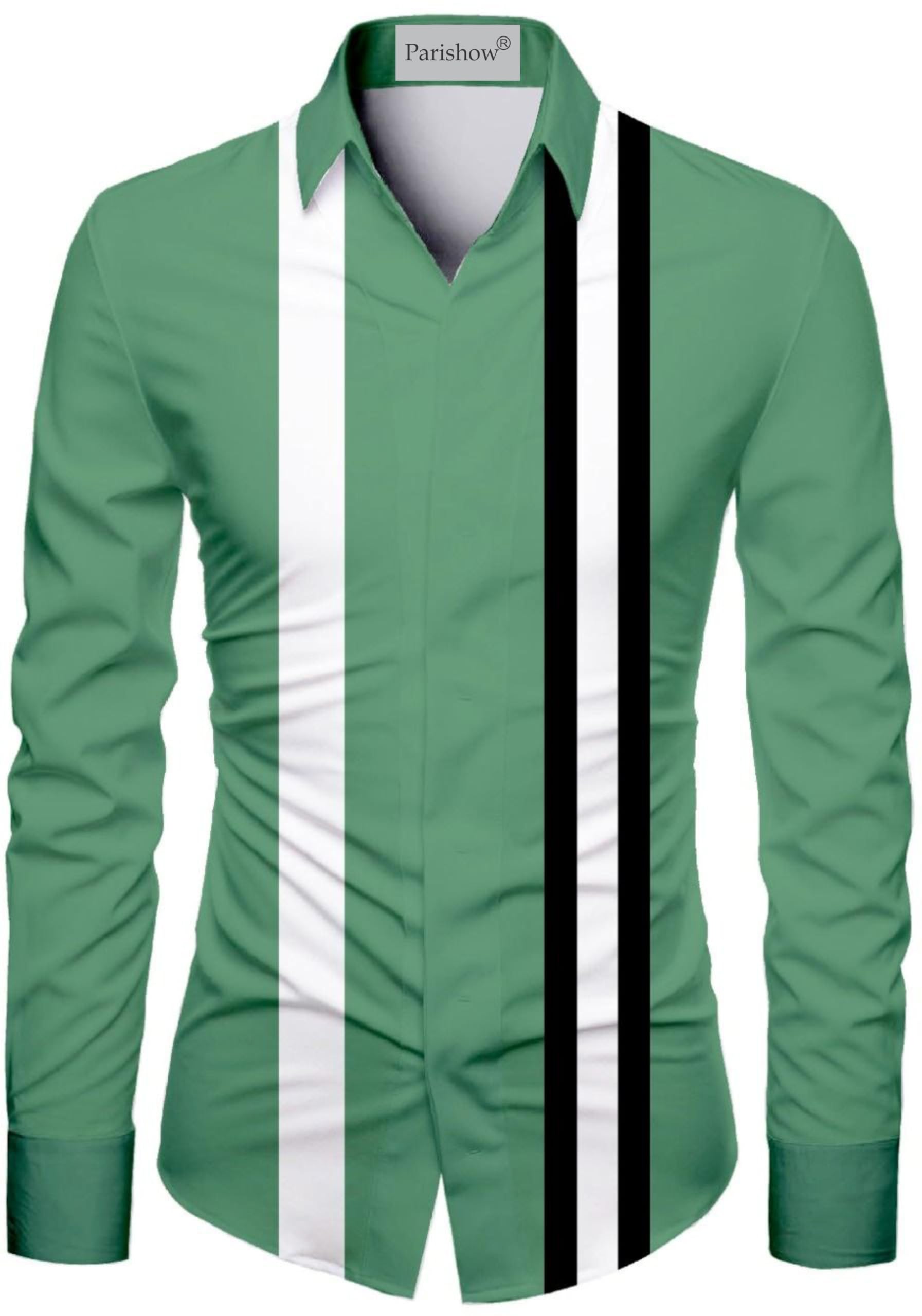 Polycotton Self Design Shirt Fabric (Unstitched) PJE-Ushirt TSL Green-1-picture-52