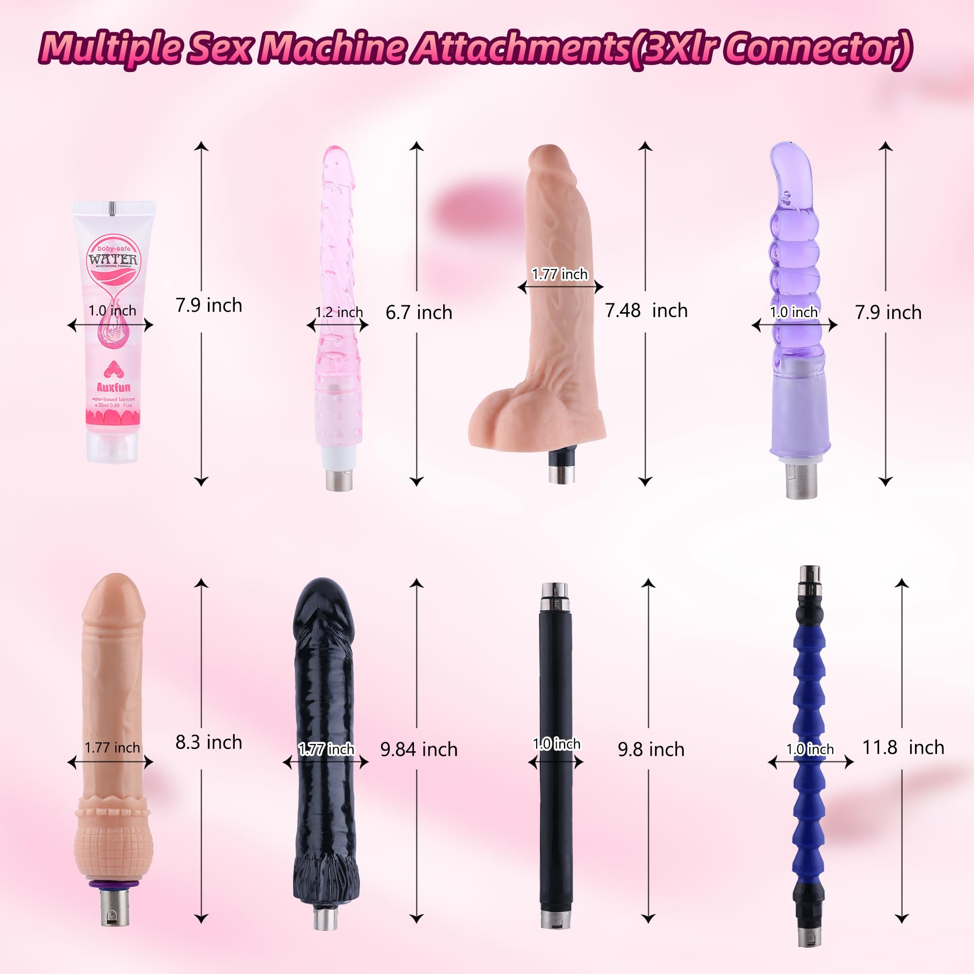 Sex Machine Dildo Machine for Women,Fuck Machine with Powerful Suction Cups,Thrusting Machine with 3Xlr Connector,Thrusting Machine with 8 Attachments Sex Toys: Big Black